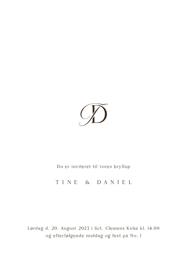 Minimalistisk - Tine & Daniel Bryllupsinvitation